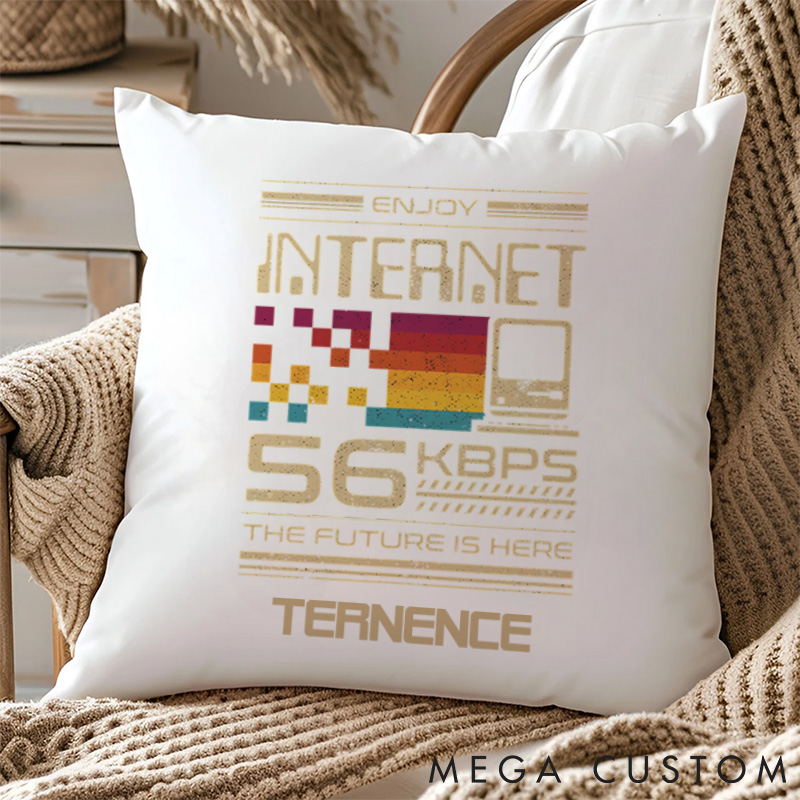 Personalized 56 KBPS Pillows Computer Technology Enthusiasts Pillows Gift for Geek Nerd