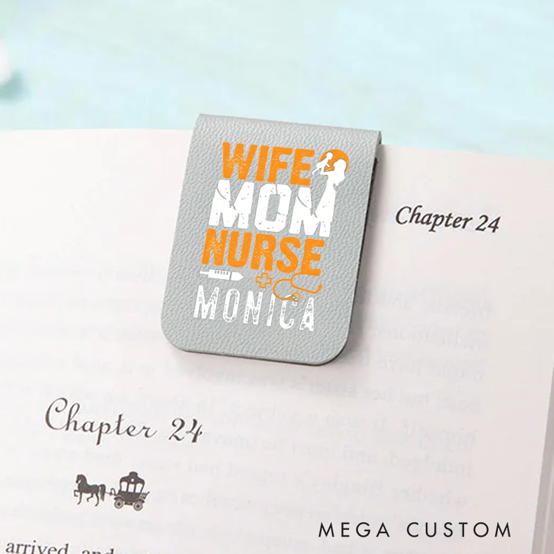 Personalised Leather Magnetic Bookmark for Nurse Wife Mom Nurse Design Cute Bookmark Gift Book Lover Gift 