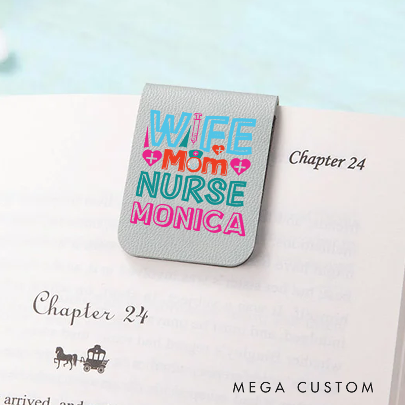 Personalised Leather Magnetic Bookmark for Nurse Wife Mom Nurse Design Cute Bookmark Gift Book Lover Gift 
