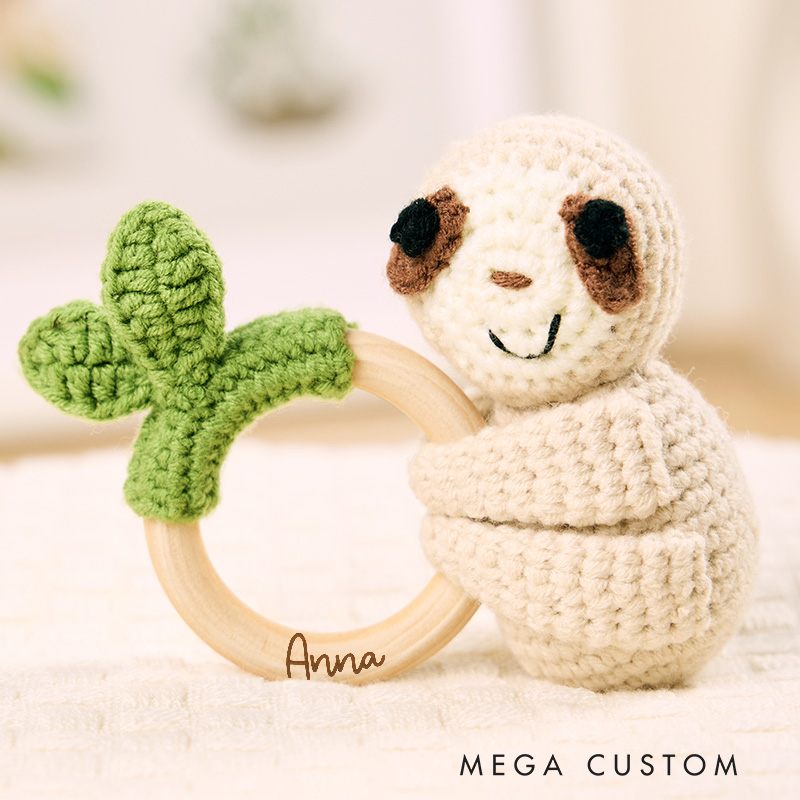 Personalized Whimsical Name Engraved Wooden Toy for Toddlers Adorable and Sweet Baby Wooden Rattle