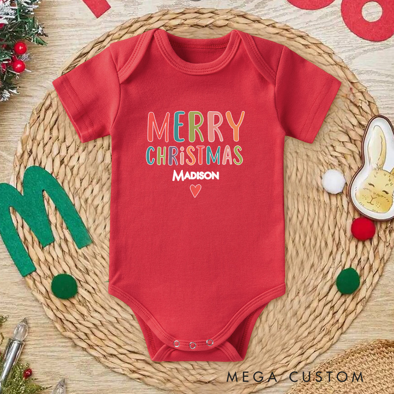 Personalized Merry Christmas Baby Onesie Perfect for Adding Festive Cheer to Holiday Celebrations Baby Onesie