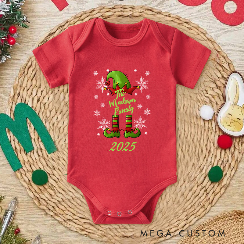 Personalized Festive Elf Baby Onesie Perfect for Adding Whimsy and Fun to Holiday Outfits Baby Onesie