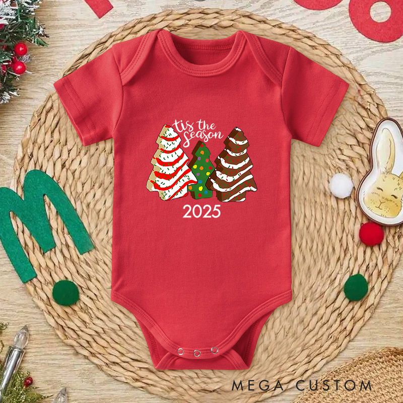 Personalized Tis the Season Christmas Trees Baby Onesie Perfect for Marking a Festive Holiday Moment Baby Onesie