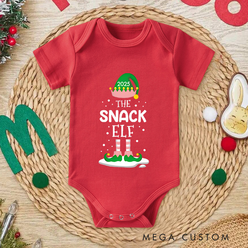 Personalized Snack Elf Baby Onesie Perfect for Adding Playful Fun to Holiday Gatherings Baby Onesie
