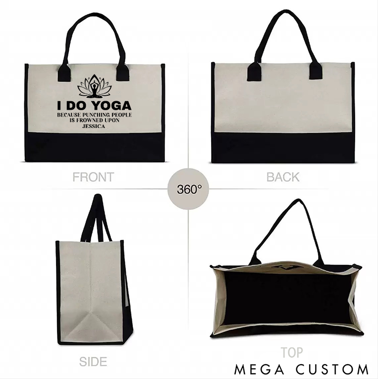 Personalized Yoga Tote Bag with Funny Yoga Quote Pilates Bag Meditation Bag Perfect for Yoga Gym and Daily Use