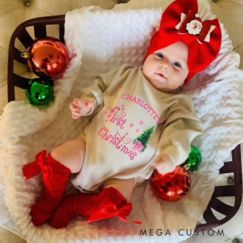 Personalized Baby’s First Christmas Baby Onesie Perfect for Celebrating a Memorable Holiday Season Baby Bodysuit