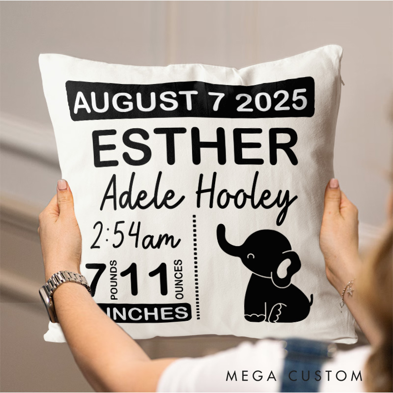 Personalized Birth Announcement Baby Pillow Rustic Home Decor Nursery Decor