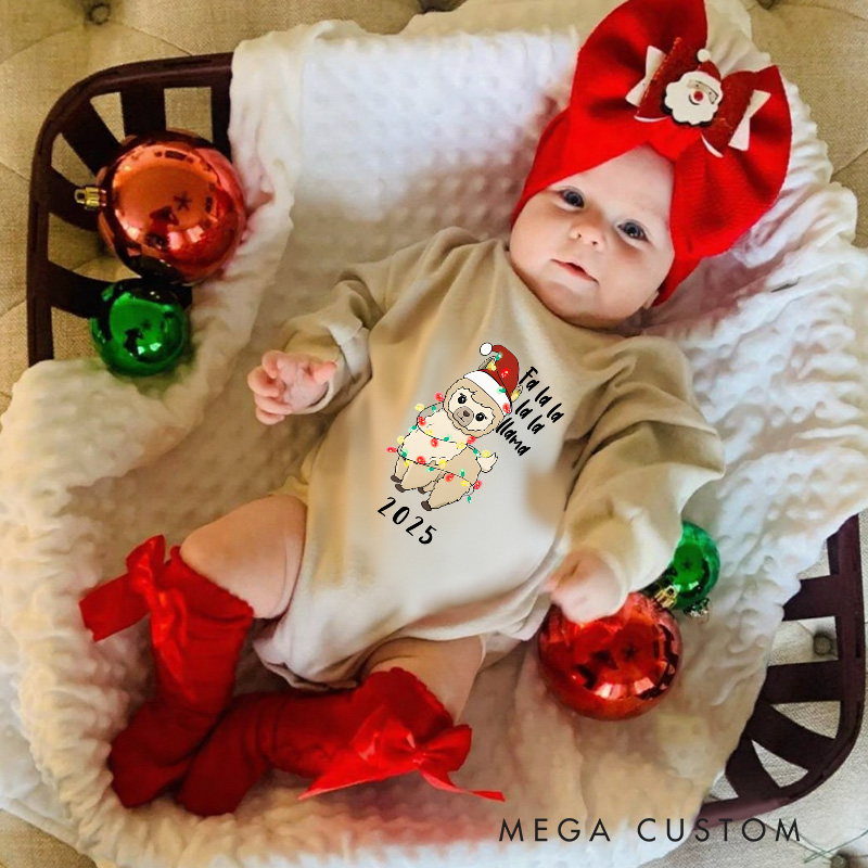Personalized Fa La La Llama Baby Onesie Perfect for Adding a Whimsical Touch to Holiday Outfits Baby Bodysuit