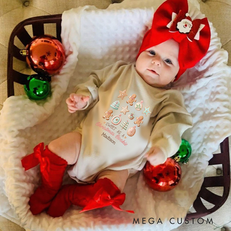 Personalized Sweet as a Christmas Cookie Baby Onesie Perfect for Adding Charm to Holiday Outfits Baby Bodysuit