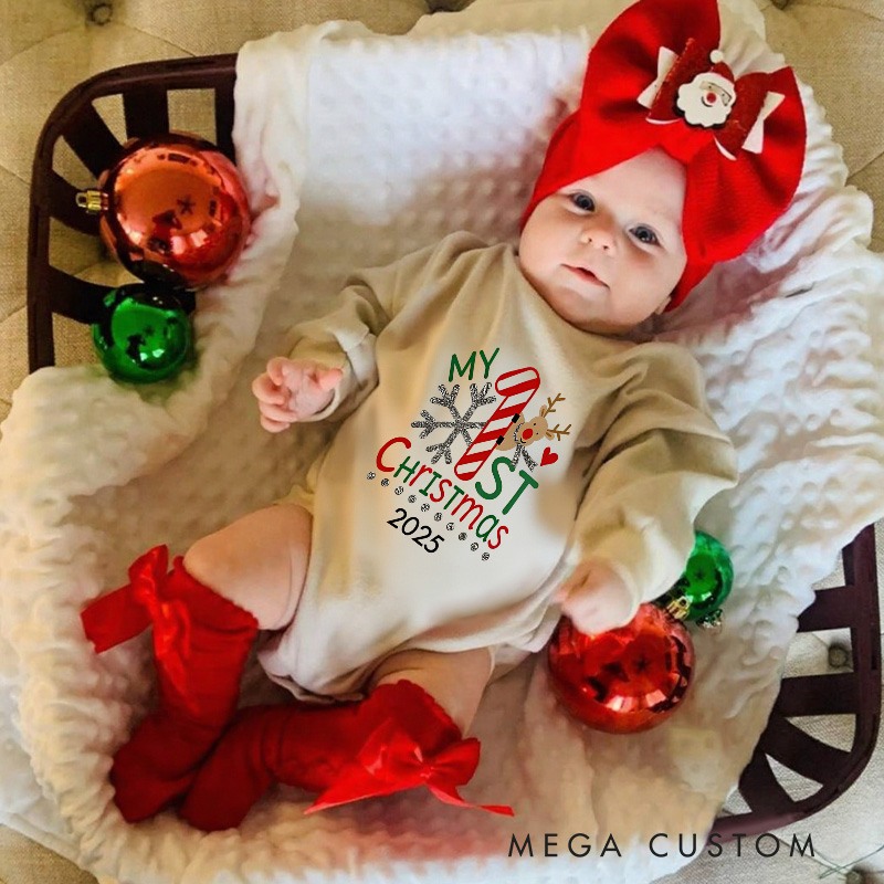 Personalized My First Christmas Baby Onesie Perfect for Celebrating a Baby’s Special Holiday Milestone Baby Bodysuit