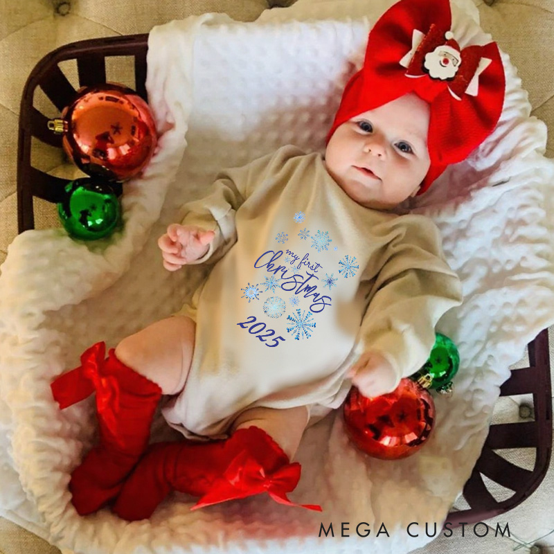 Personalized My First Christmas Snowflakes Baby Onesie Perfect for Cherishing a Baby’s Holiday Moment Baby Bodysuit