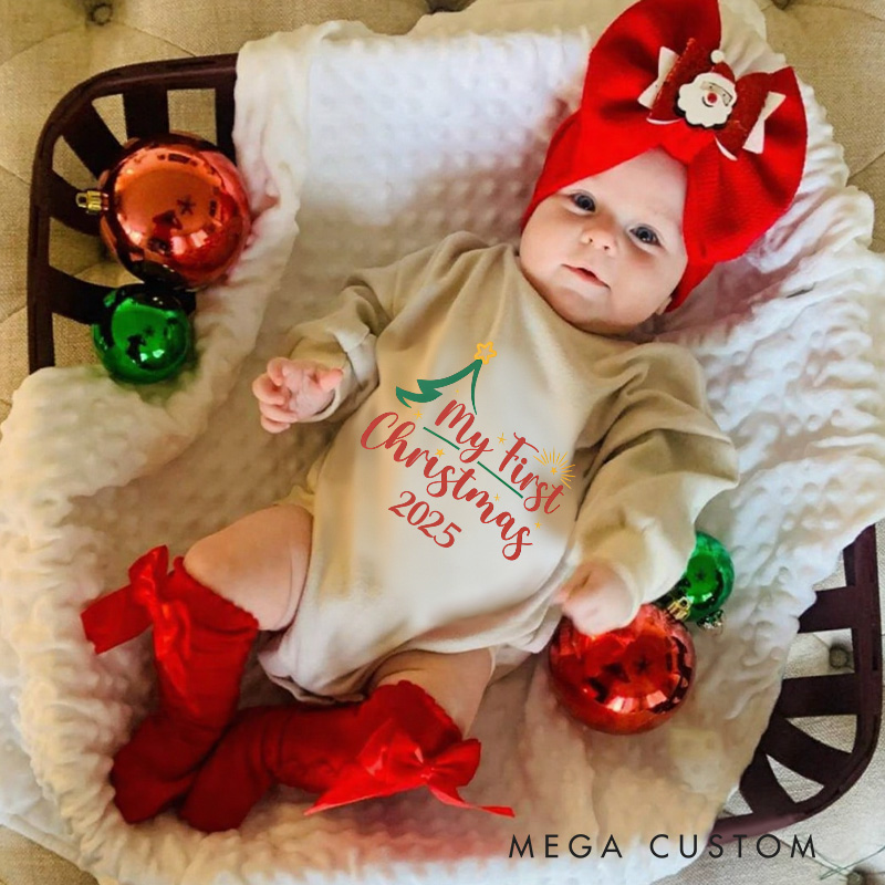 Personalized My First Christmas Tree Baby Onesie Perfect for Celebrating a Baby’s Special Holiday Season Baby Bodysuit