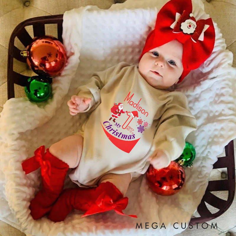 Personalized My First Christmas Santa Baby Onesie Perfect for Marking a Baby’s Holiday Milestone Baby Bodysuit