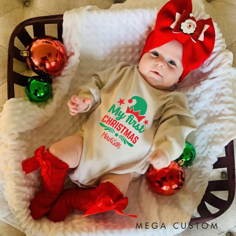 Personalized My First Christmas Holiday Baby Onesie Perfect for Marking a Baby’s Special Festive Moment Baby Bodysuit