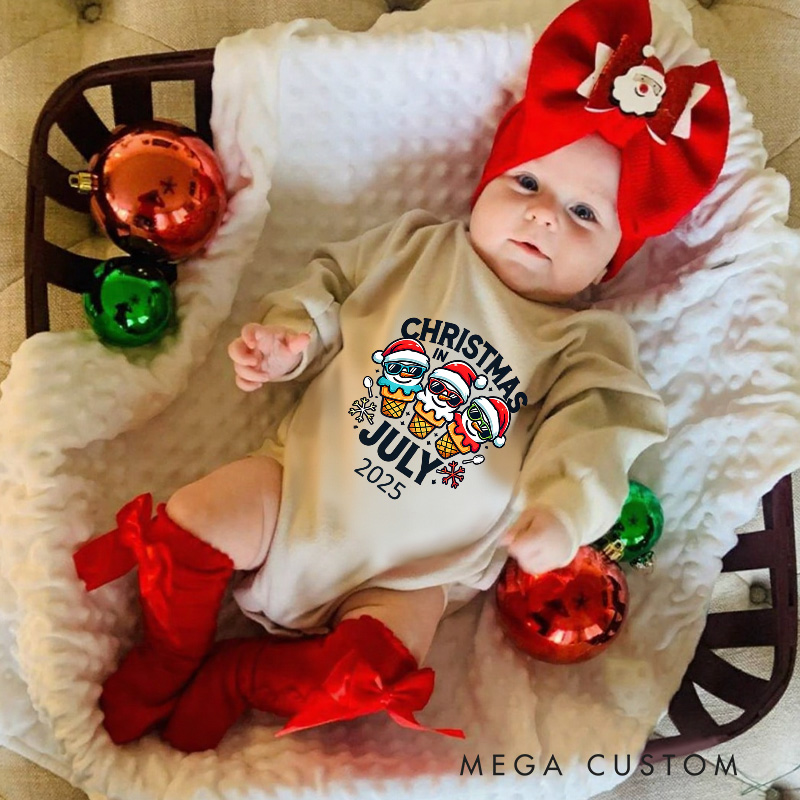 Personalized Christmas in July Ice Cream Baby Onesie Perfect for Adding Fun to Summer Holiday Celebrations Baby Bodysuit