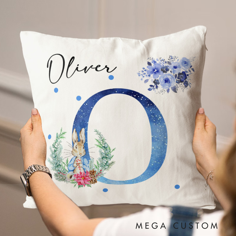 Personalized Peter Rabbit Baby Throw Pillow Birthday Gift for Baby Easter Gift
