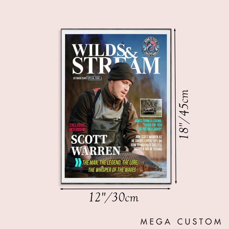 Personalized Fishing Magazine Cover Fishing Gifts for Men Fishing Dad Gift Funny Fisherman Gift Unique Gift for Fishing Enthusiasts and Outdoor Decor