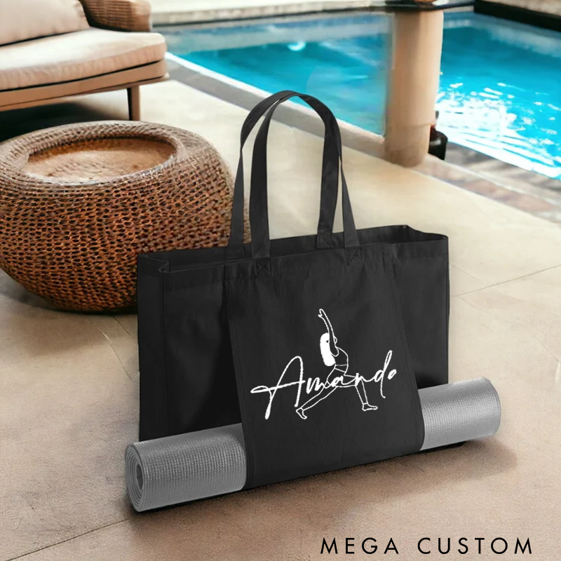Personalized Yoga Tote Bag Yoga Mat Bag Spacious with Mat Holder Perfect for Yoga Gym and Travel