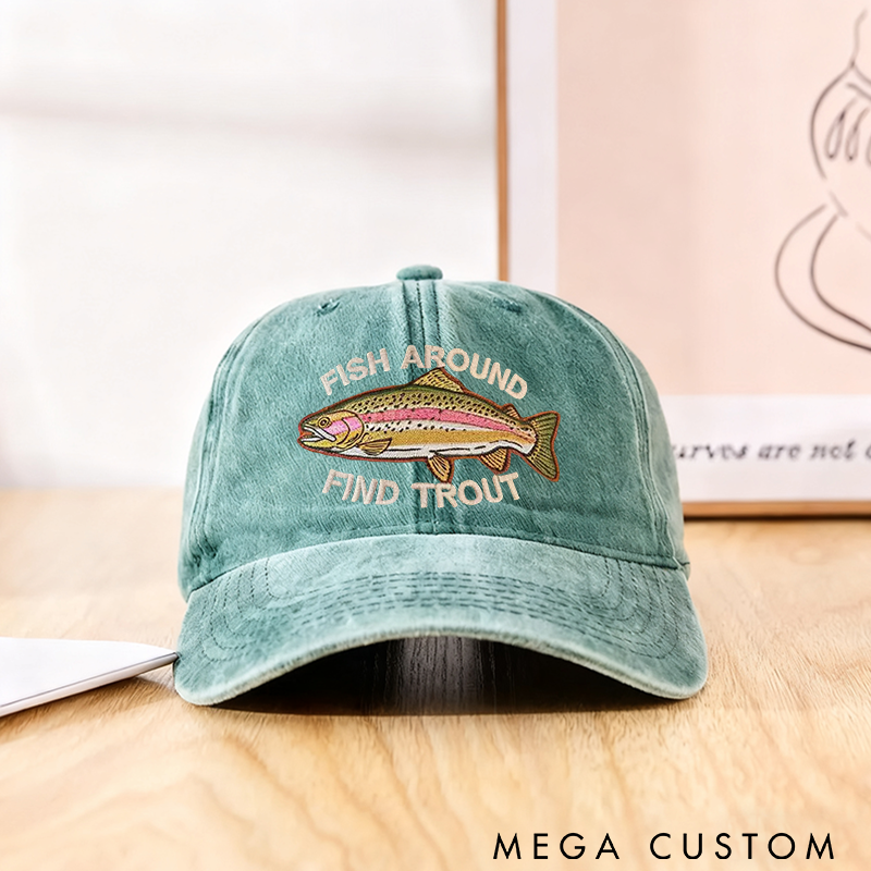 Personalized Fishing Hat Embroidered Hat Washed Cotton Fishing Cap Perfect for Outdoor Adventure and Fishing Lover