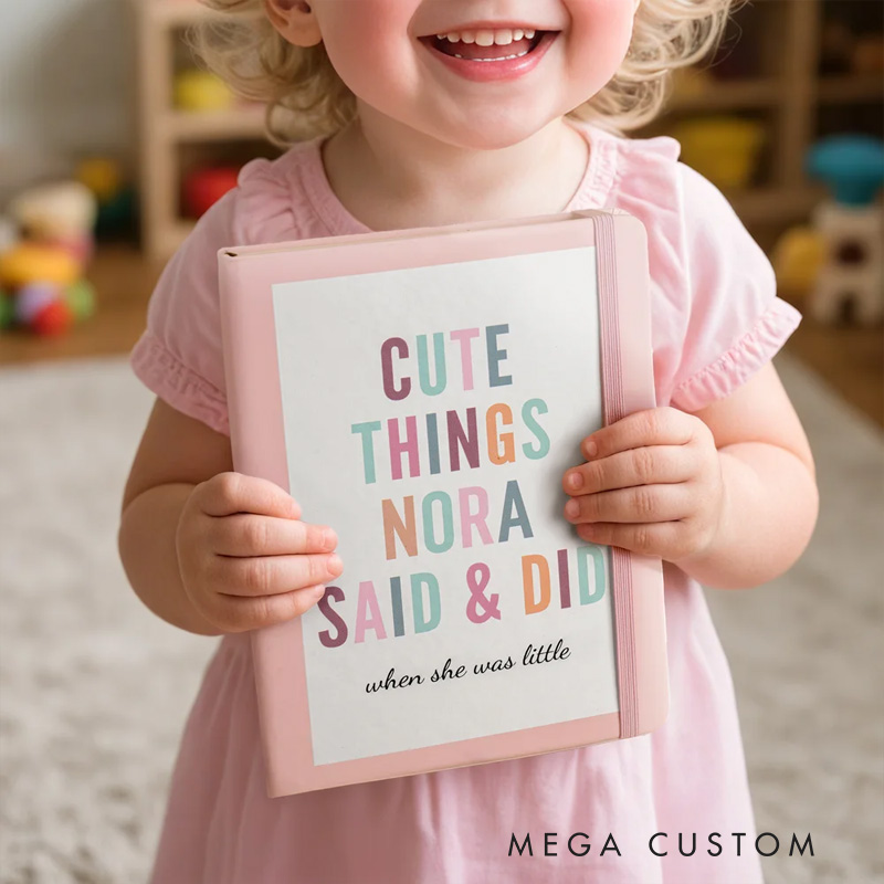 Personalized Cute Things My Kids Said & Did Memory Journal Notebook with Name Childhood Record Book Baby Shower Gift for New Parents