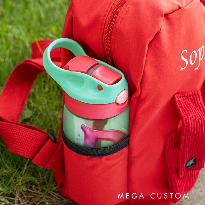 Personalized Watercolor Fantasy Unicorn Initial Apple 16 oz Water Bottle with Name Outdoor Supplies Back to School Birthday Gift for Kids