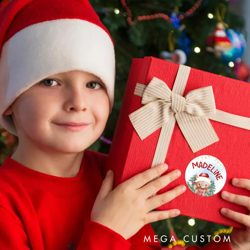 Personalized Festive Christmas Sticker with Custom Name for Joyful and Unique Gift Wrapping Christmas Sticker