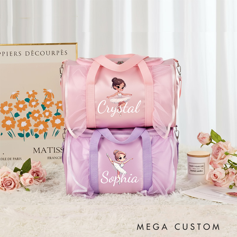 Personalized Cartoon Swan Lake Dance Bag for Girls Name Duffle Bag Pink Ballet Dance Bag Gymnastic Cheer Girls Christmas Gifts Back To School Gifts
