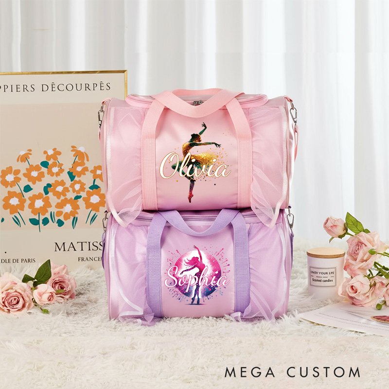 Personalized Ink Ballerina Dance Bag for Girls Name Duffle Bag Pink Ballet Dance Bag Gymnastic Cheer Girls Christmas Gifts Back To School Gifts
