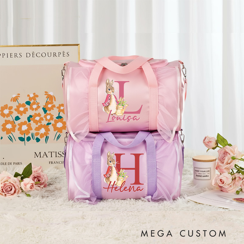 Personalized Cartoon Bunny Dance Bag for Girls Cute Backpack Pink Ballet Dance Bag Gymnastic Cheer Girls Christmas Gifts Back To School Gifts