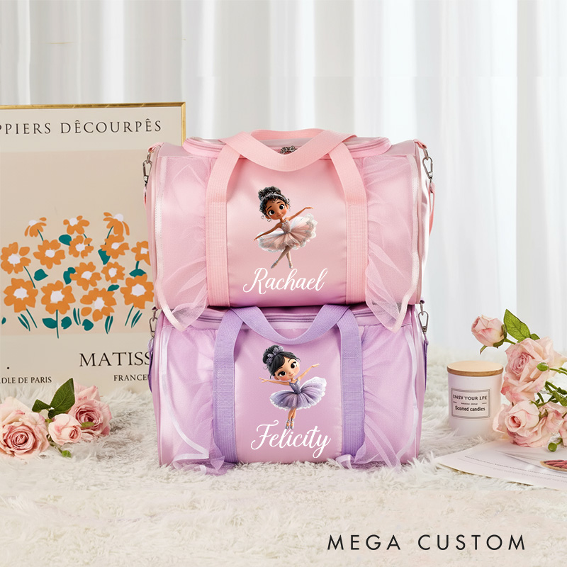 Personalized Classic Cartoon Ballerina Dance Bag for Girls Duffle Bag Pink Ballet Dance Bag Gymnastic Cheer Girl Christmas Gift Back To School Gift