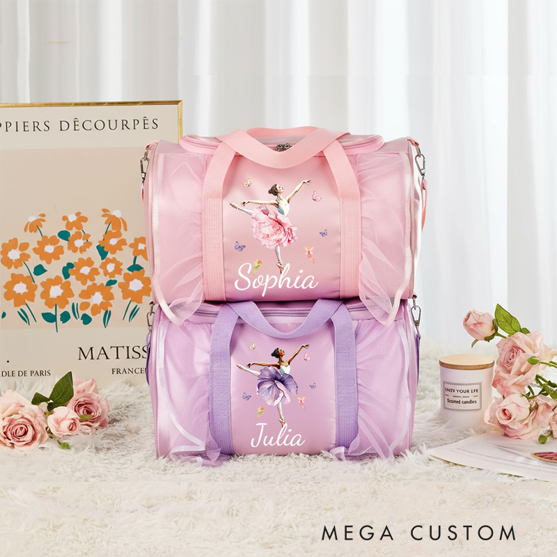 Personalized Birth Flower Ballet Girl Dance Bag for Girls Duffle Bag Pink Ballet Dance Bag Gymnastic Cheer Girl Christmas Gift Back To School Gift