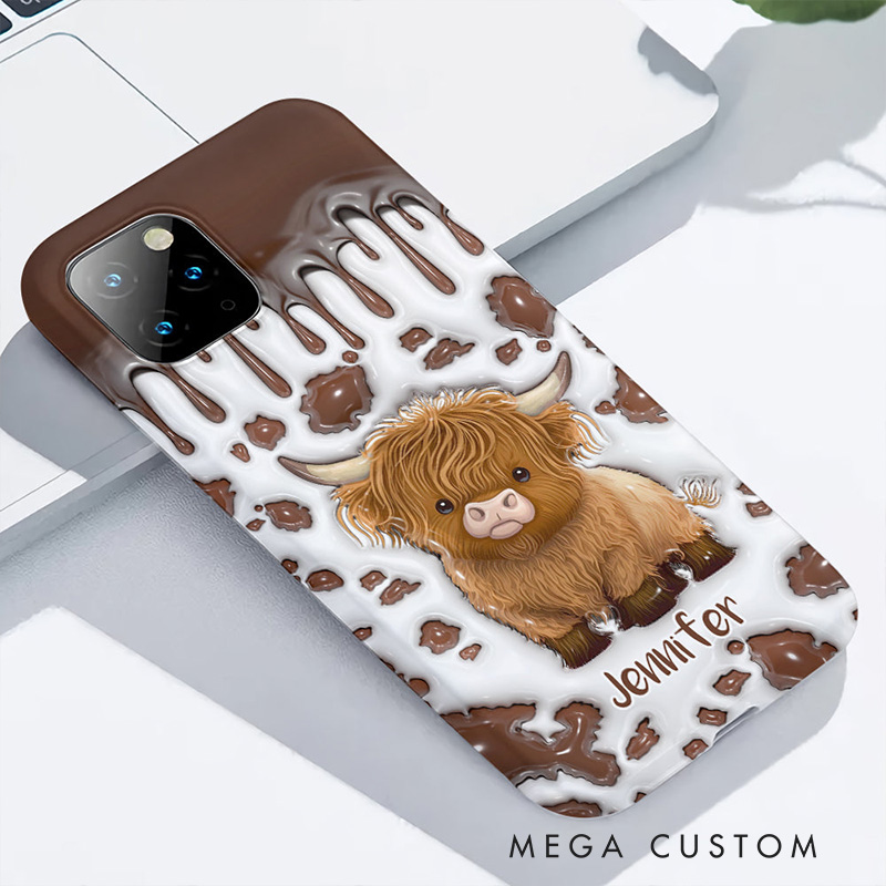 Personalized Highland Cow Phone Cases with Cute Cow Design and Custom Name for Animal Lovers and Unique Style Phone Cases