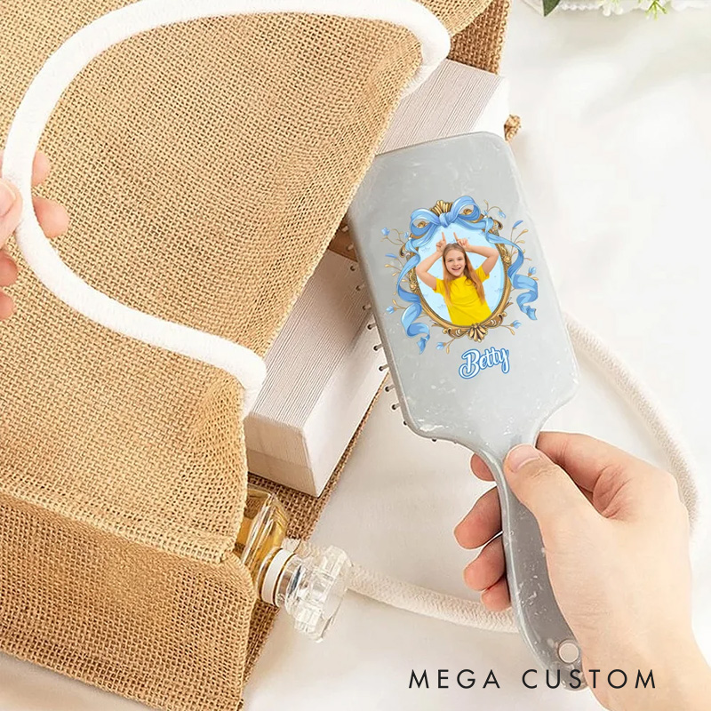 Personalized Photo Hair Brush Anti-Static Massage Comb with Name Bachelorette Party Birthday Christmas Gift for Daughter Girl