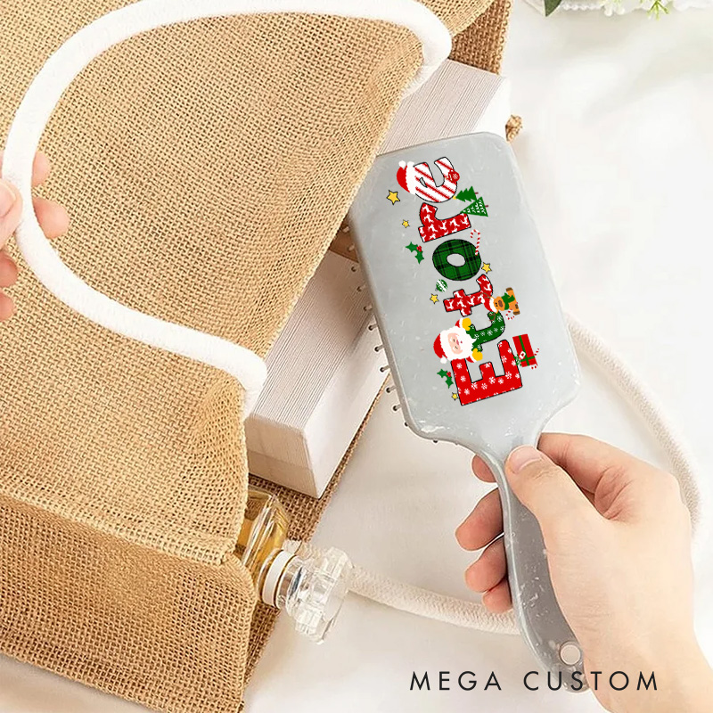 Personalized Holiday Hair Brush with Custom Name and Cheerful Christmas Design for Festive and Fun Grooming Hair Brush