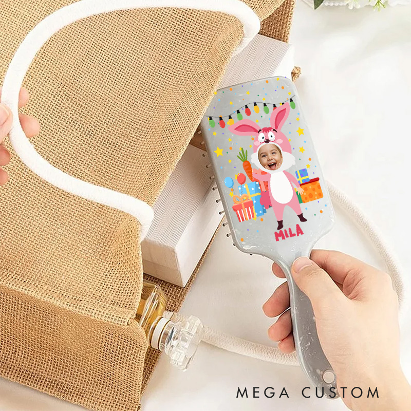Personalized Photo Hair Brush with Custom Name and Colorful Design for Kids and Fun Grooming Hair Brush