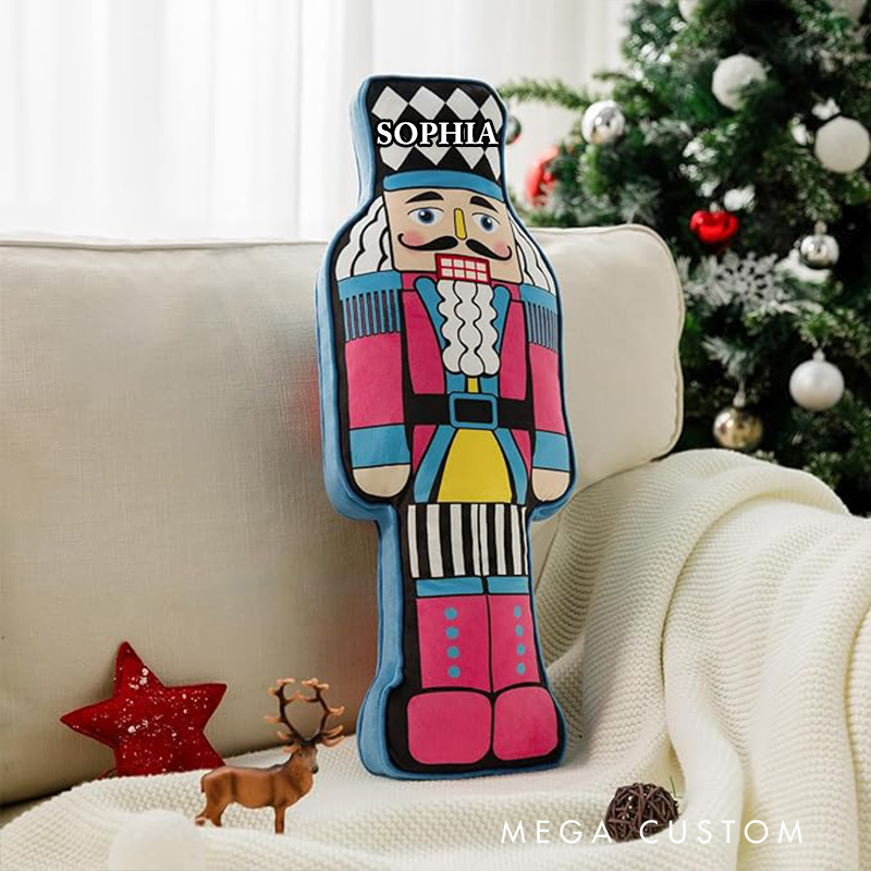 Personalized Nutcracker Name Custom Kids Gift Christmas Classic Soldier Red Green Festive Soft Decorative Pillow