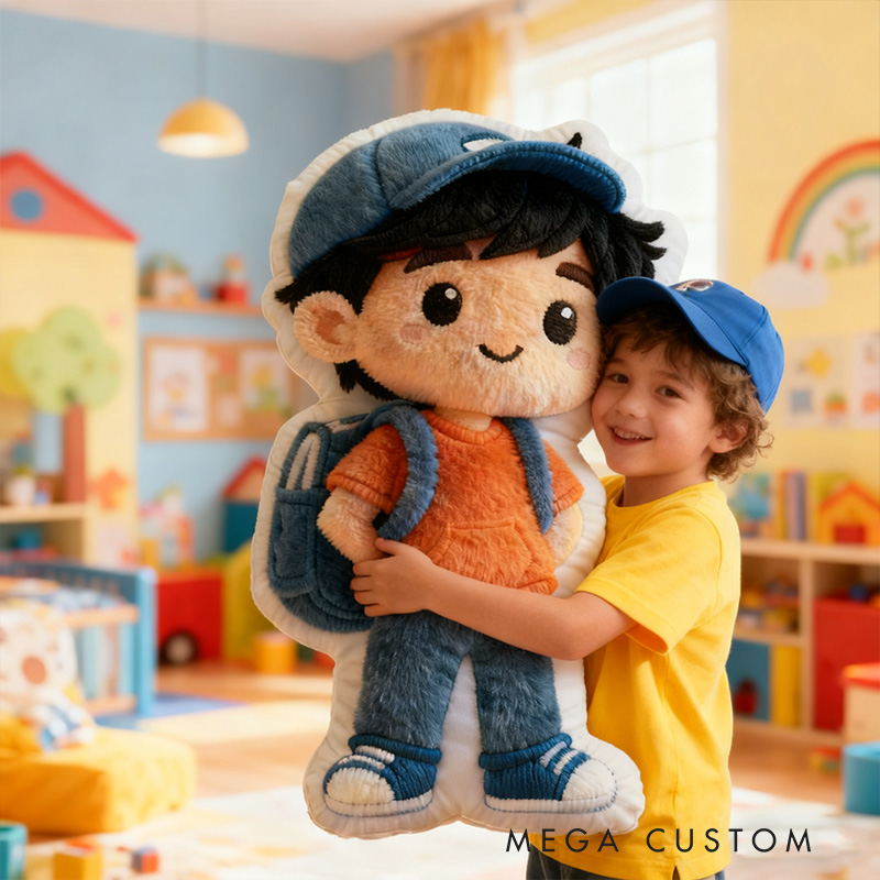 Personalized Boy and Girl Image Custom Kids Gift Cute Soft Plush Decorative Pillow Gift for Kids 