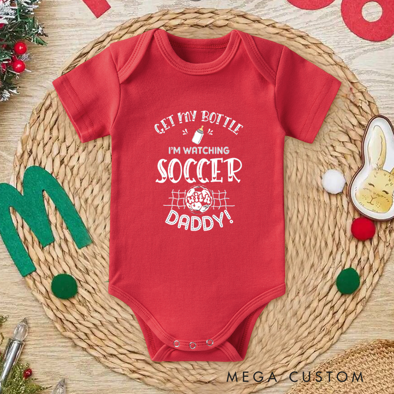 Personalized Soccer Baby Onesie with Playful Text Design and Soft Cotton Fabric, Editable Name or Title