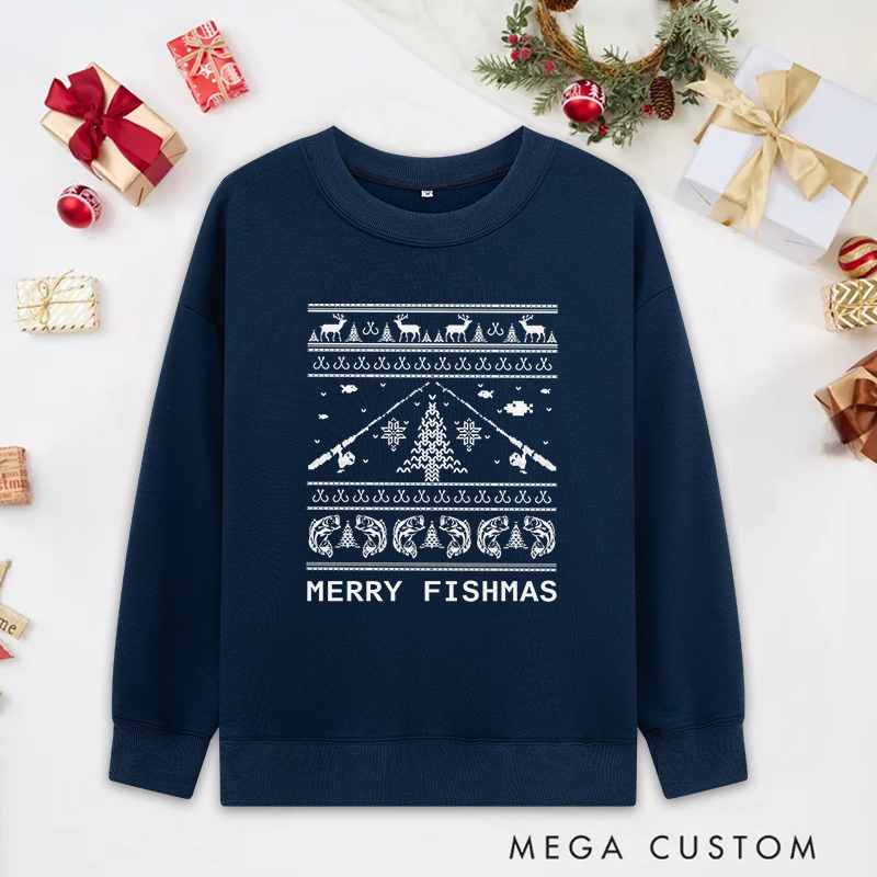 Personalized Fishing Christmas Sweatshirt Fisherman Christmas Gifts Funny Fishing Sweatshirt Mens Fishing Sweatshirt Fishing Gifts for Fishing Lover