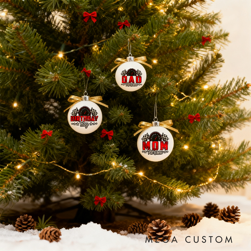 Personalized Racing Themed Christmas Ornaments Custom Designs Set of 3 Gift for Racing Fans