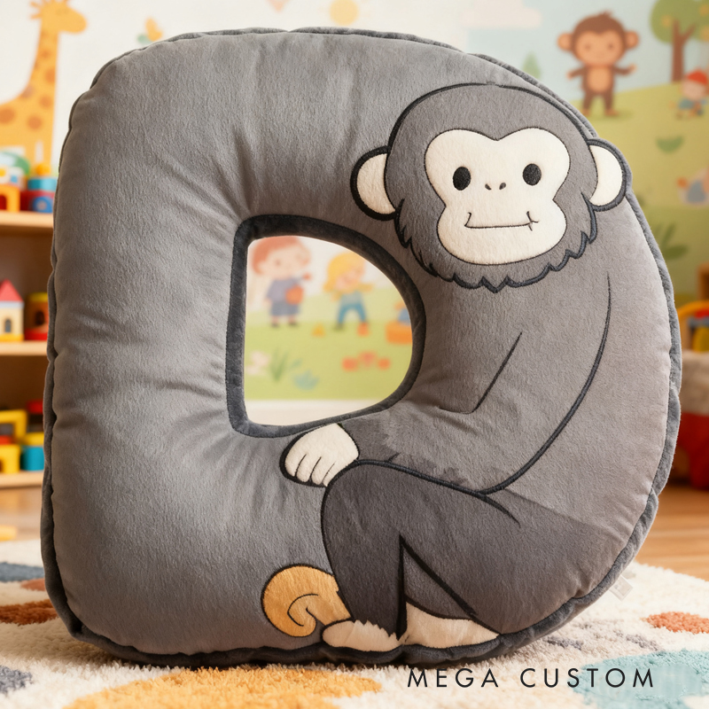 Personalized Animal Letter Custom Name Soft Decorative Gift Cute Animal Style Cozy Nursery Sweet Baby Room Playtime Fun Graphic 3D Print Pillow