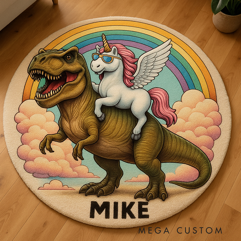 Personalized Dinosaur Monster Truck Custom Name Soft Decorative Gift Adventure Style Cozy Bedroom Fun Playtime Explorer Boy Room Creative Carpet Rug for Kids