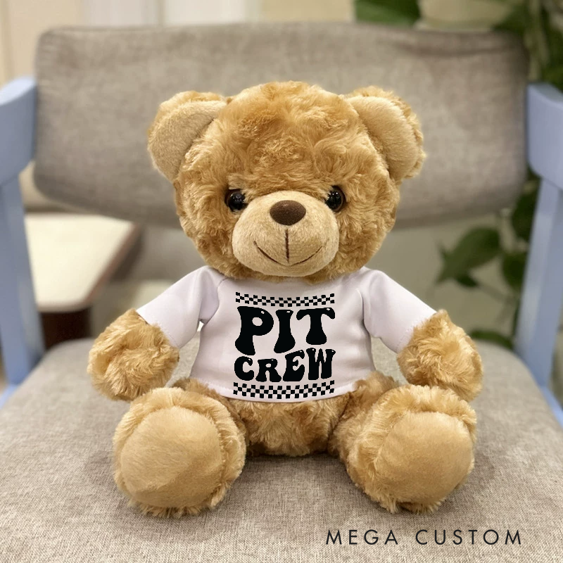 Personalized Pit Crew Brown Bear Plush Toy Custom Racing Christmas Gift