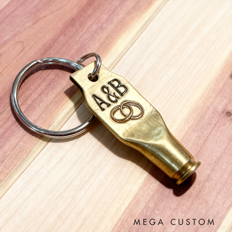 Personalized Bullet Shell Keychain with Badge Design and Custom Number
