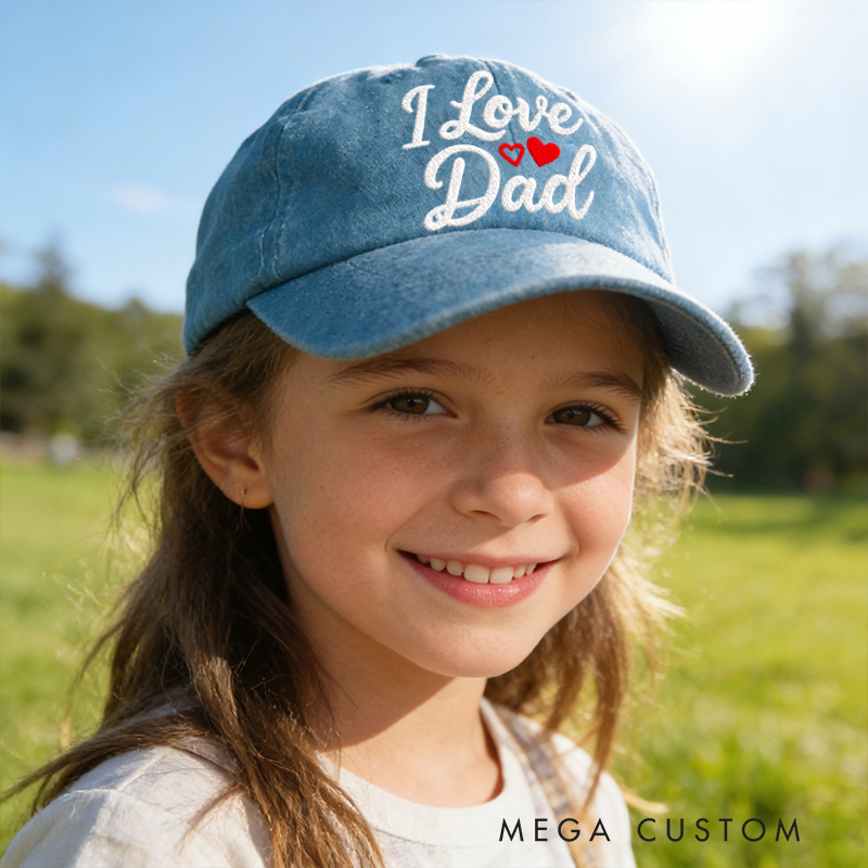 Personalized I Love XX Embroidered Hat Perfect Gift For Family  kid Baseball Cap