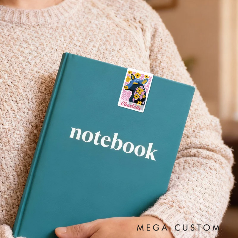 Personalized Multicolor Abstract Animal Illustration Flower Magnetic Bookmark Clip Birthday Gift for Reading Lovers Teachers Students