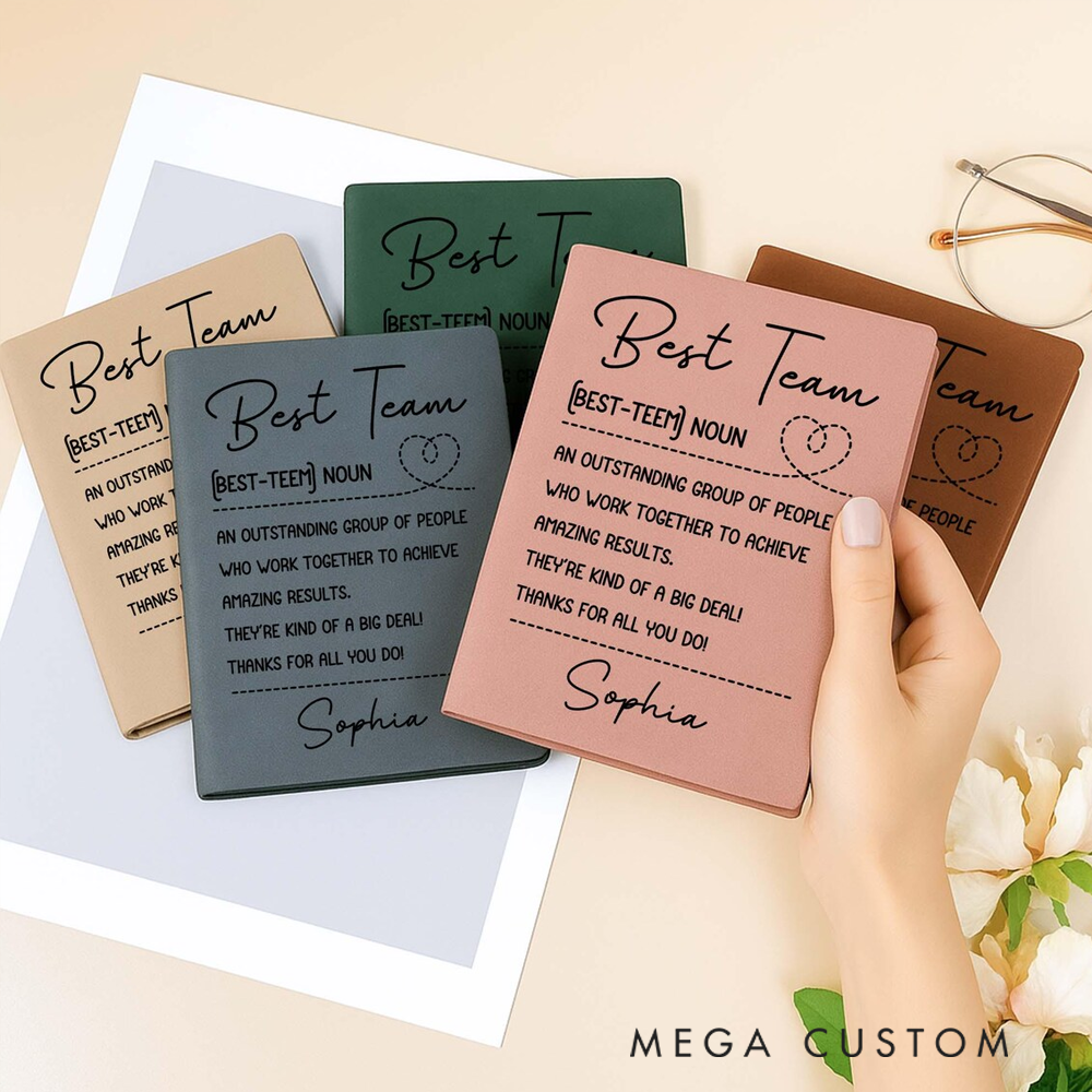 Personalized Leatherette Notebooks Best Team Definition Design Custom Name Design Gift
