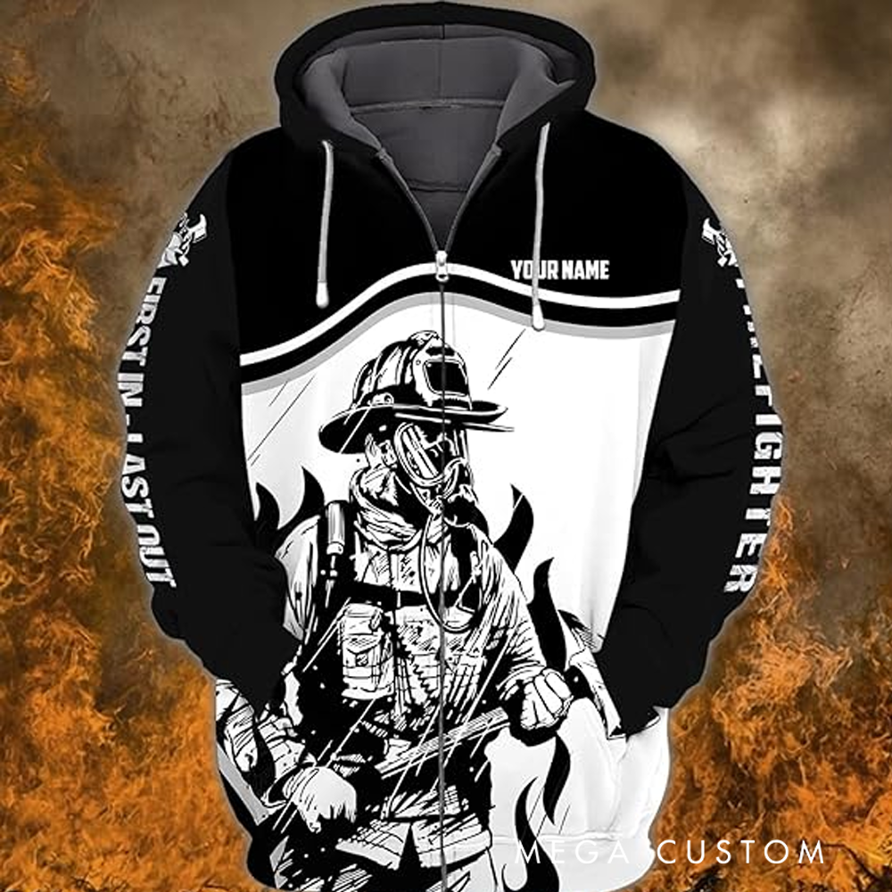 Personalized Firefighter Full Print Hoodie Gift Custom Name Design Gift