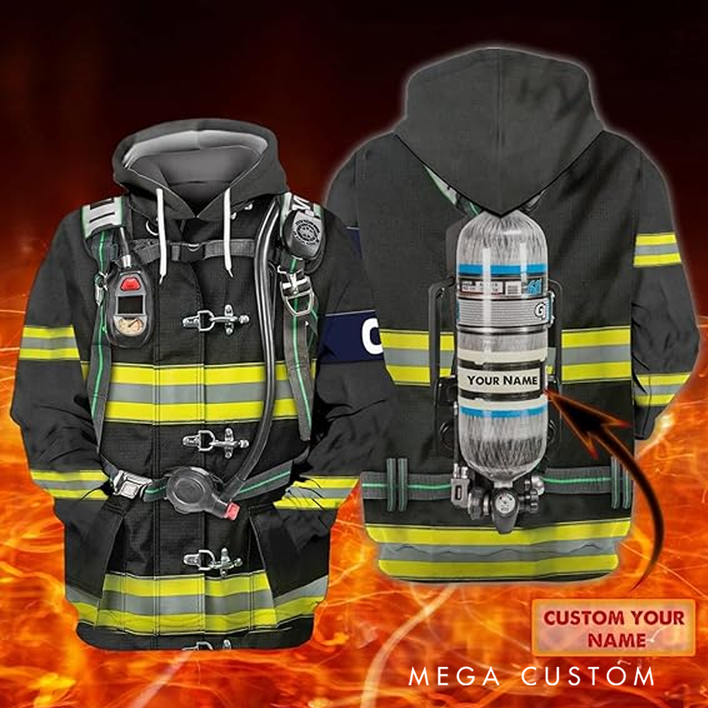 Personalized Firefighter Full Print Hoodie Gift Custom Name Gear Design