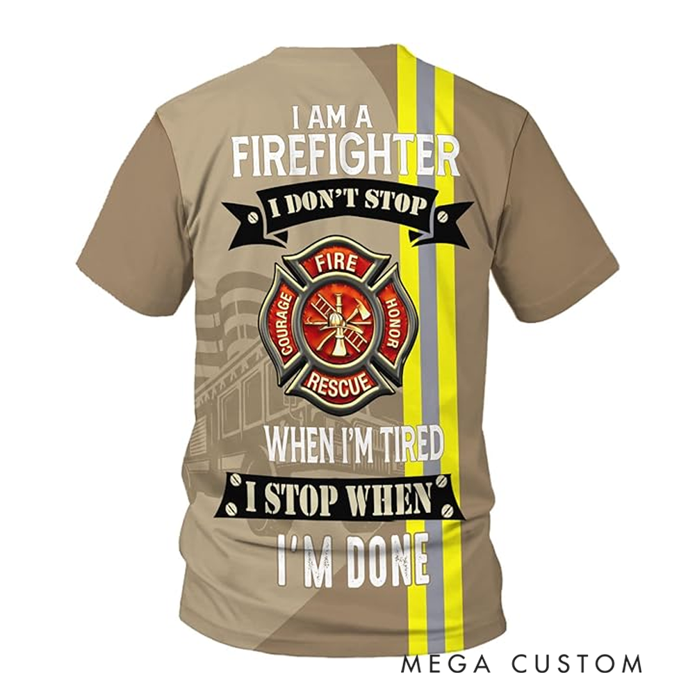 Personalized Firefighter Full Print T-Shirt Gift Custom Name and Inspirational Design